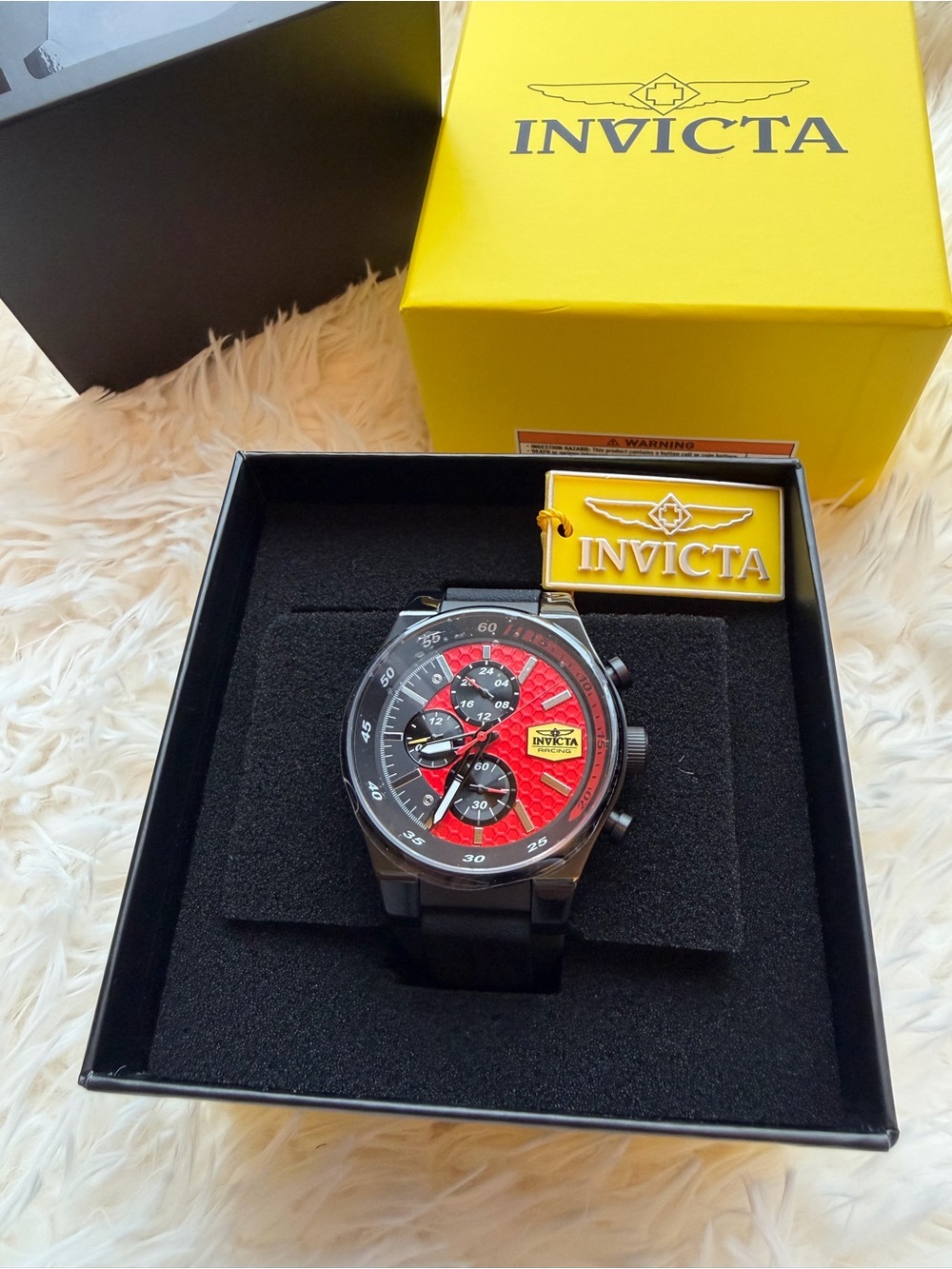 Invicta Watch Racing Men’s Chronograph Black Red Dial 48877, NEW